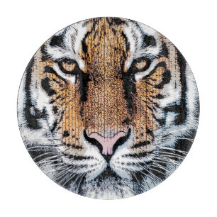 Tiger stripes Portrait in Graphic Press Style Cutting Board