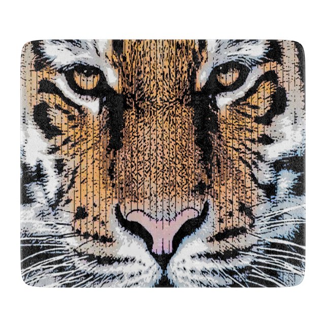 Tiger stripes Portrait in Graphic Press Style Cutting Board (Front)