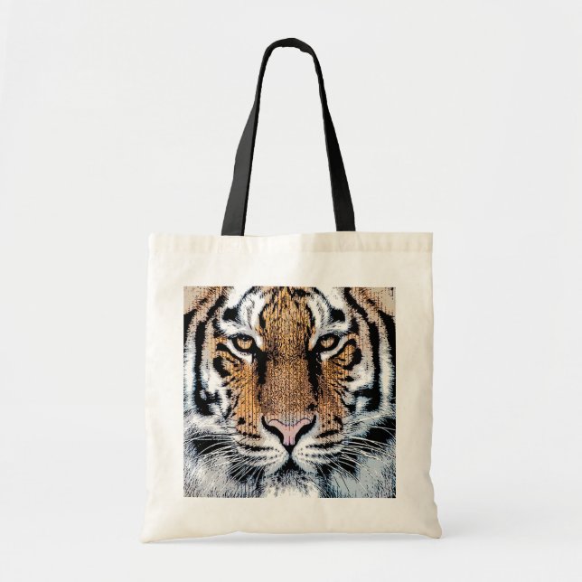 Tiger stripes Portrait in Graphic Press Style Tote Bag (Front)