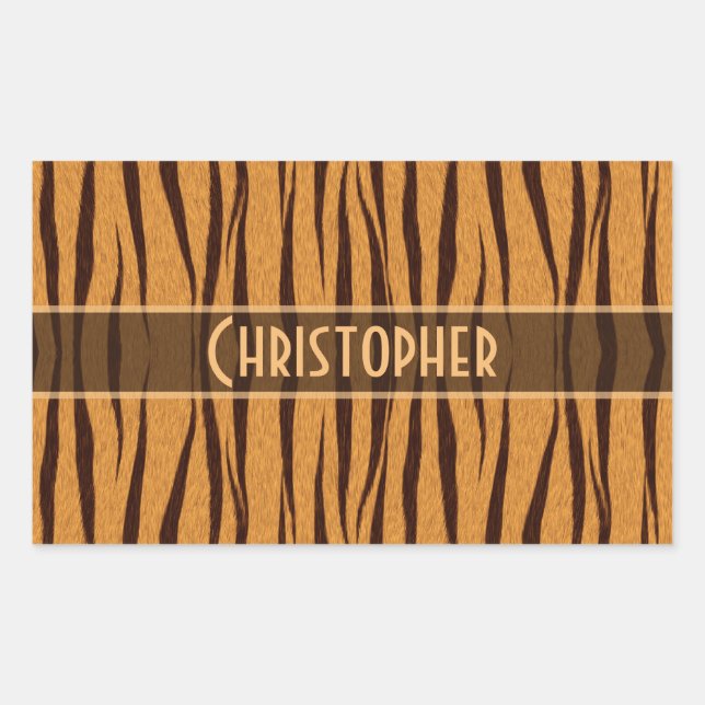 Tiger Stripes Skin Pattern Personalise Rectangular Sticker (Front)