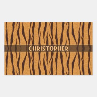 Tiger Stripes Skin Pattern Personalise Rectangular Sticker