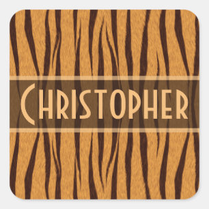 Tiger Stripes Skin Pattern Personalise Square Sticker