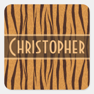 Tiger Stripes Skin Pattern Personalise Square Sticker