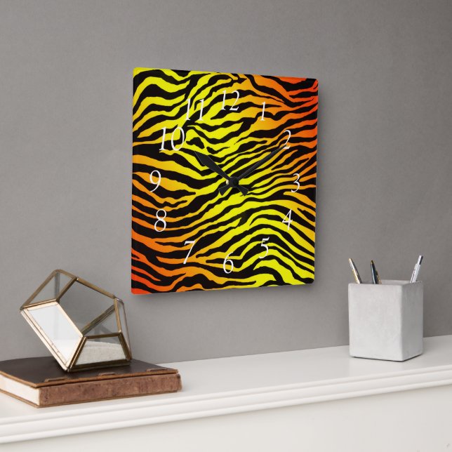 Tiger Stripes Square Wall Clock (Office)