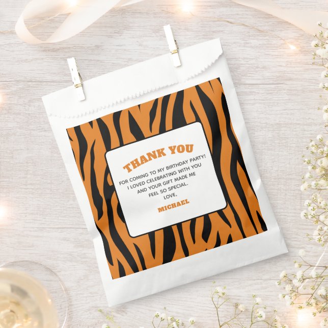 Tiger Stripes WILD ONE 1st Birthday Thank You  Favour Bags (Clipped)