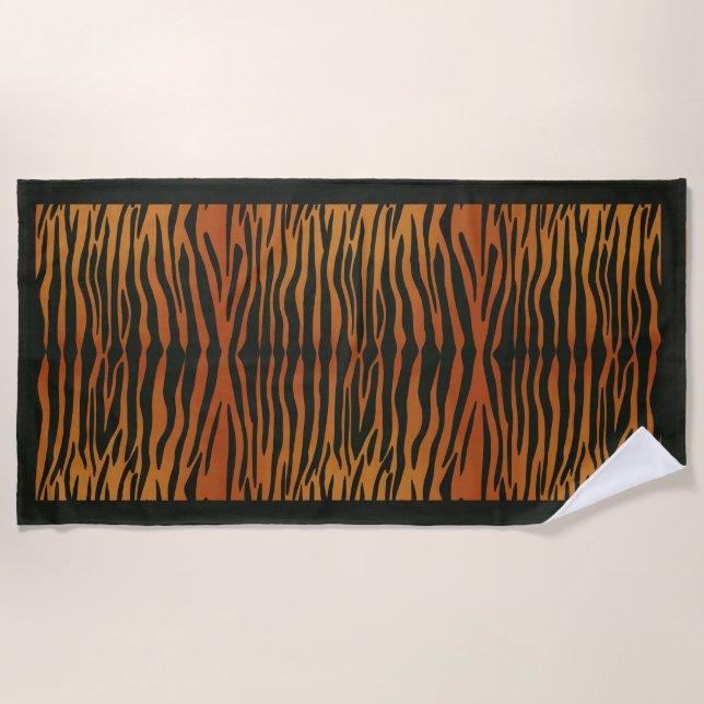 Tiger Stripes with Border Beach Towel (Front)