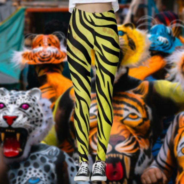 Tiger Stripes Yellow Leggings – Bold Animal Print  (Creator Uploaded)