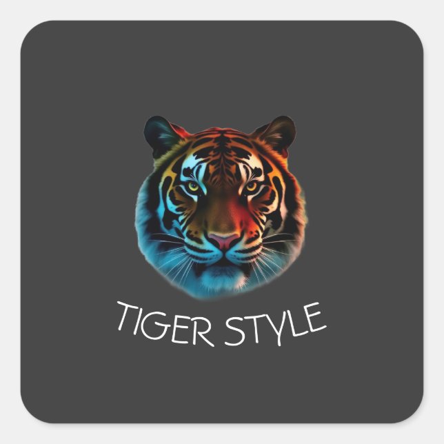 Tiger Style – Wild Energy Graphic Square Sticker (Front)