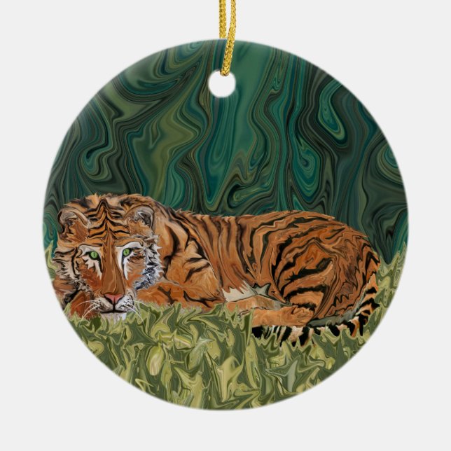 Tiger Sunday Serendipity Ceramic Tree Decoration (Front)