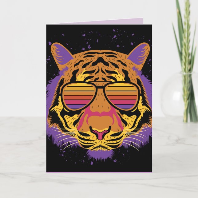 TIGER SUNGLASSES BIG CAT BIRTHDAY CARD (Front)