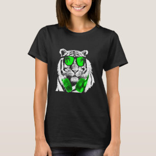 Tiger Sunglasses Headphones Party Tiger Lover Tige T-Shirt