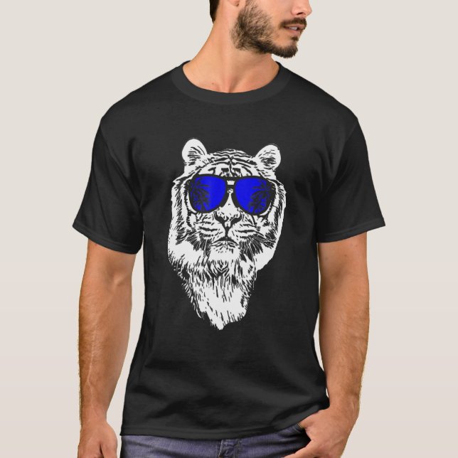 Tiger Sunglasses Party Music Tiger Love Tiger Fans T-Shirt (Front)