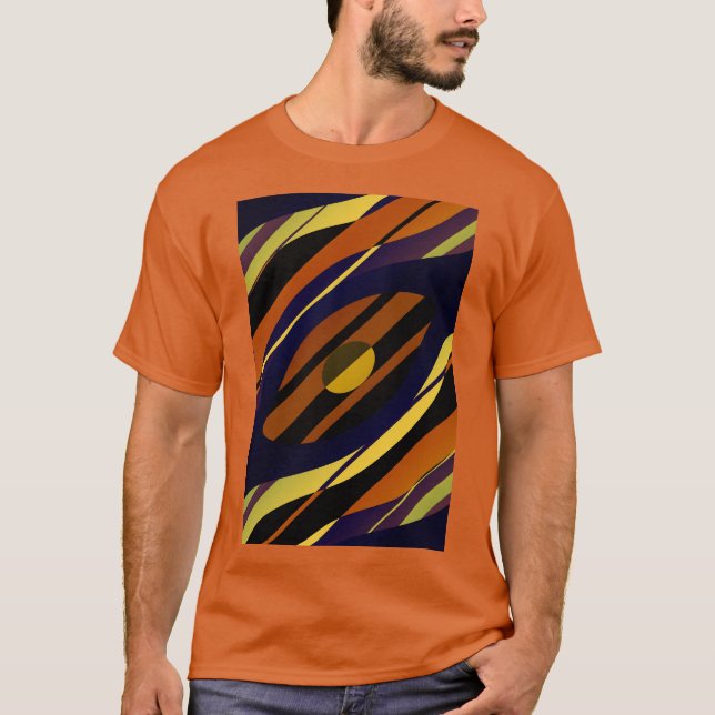Tiger Sunset Orange Black Yellow Blue Pattern T-Shirt (Front)