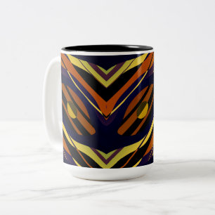 Tiger Sunset Orange Black Yellow Blue Pattern Two-Tone Coffee Mug