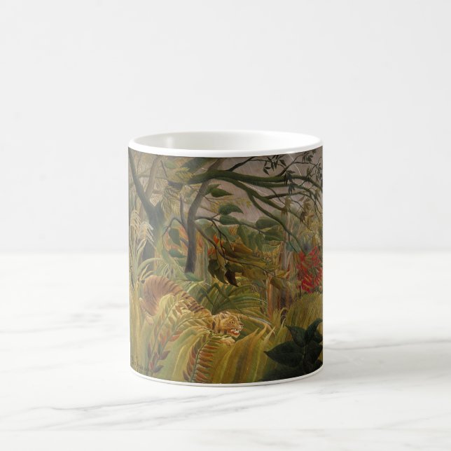 Tiger Surprised in a Tropical Storm Coffee Mug (Center)