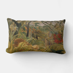 Tiger Surprised in a Tropical Storm Lumbar Cushion