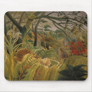 Tiger Surprised in a Tropical Storm Mouse Mat