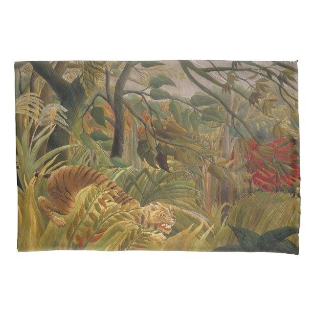 Tiger Surprised in a Tropical Storm Pillowcase (Front-Left)