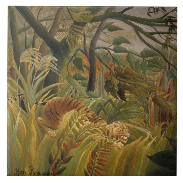 Tiger Surprised in a Tropical Storm Tile (Front)