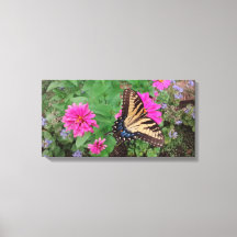 Tiger Swallowtail Among Pink and Purple Flowers