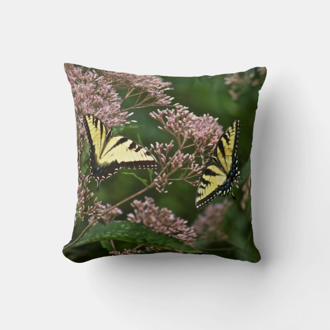 Tiger Swallowtail Butterflies on Joe Pye Weed Cushion (Front)