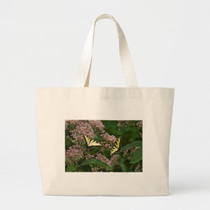 Tiger Swallowtail Butterflies on Joe Pye Weed Large Tote Bag