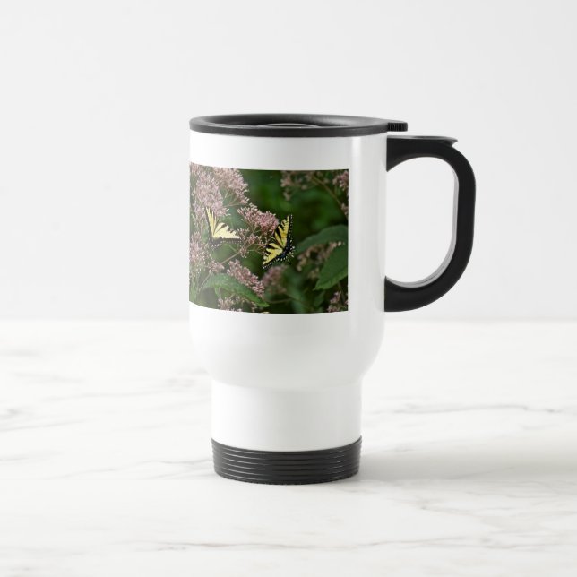 Tiger Swallowtail Butterflies on Joe Pye Weed Travel Mug (Right)