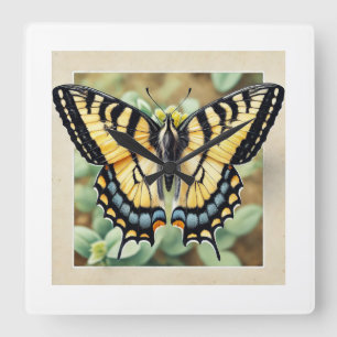 Tiger Swallowtail Butterfly 041124IREF235 - Waterc Square Wall Clock