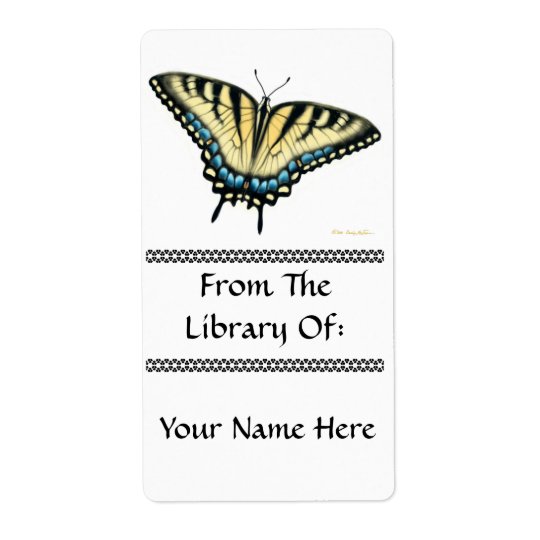 Tiger Swallowtail Butterfly Bookplate Shipping Label