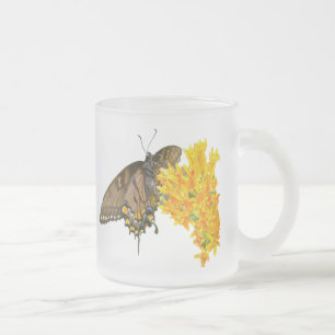 Tiger Swallowtail Butterfly - Dark Phase Frosted Glass Coffee Mug