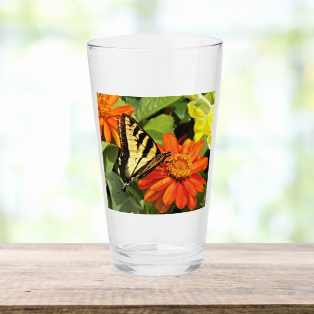 Tiger Swallowtail Butterfly On Flower Photo Glass (In Situ Table)