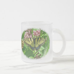 Tiger Swallowtail Butterfly on Milkweed Frosted Glass Coffee Mug