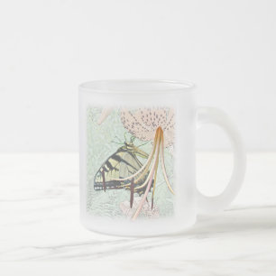 Tiger Swallowtail Butterfly on Turk's Cap Lily Frosted Glass Coffee Mug