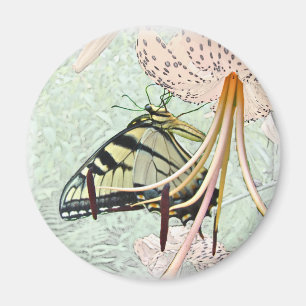 Tiger Swallowtail Butterfly on Turk's Cap Lily Magnet