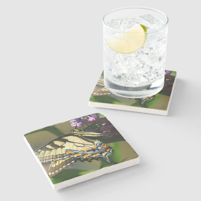 Tiger Swallowtail Butterfly Stone Coaster (Side)