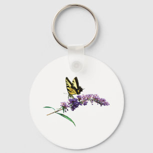Tiger Swallowtail on Purple Butterfly Bush Key Ring