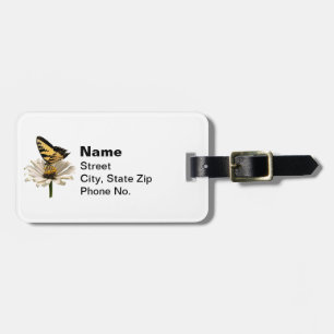 Tiger Swallowtail on White Zinnia Luggage Tag