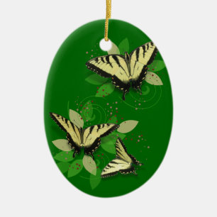Tiger Swallowtails Ceramic Tree Decoration