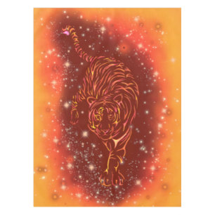 Tiger Tablecloth In Galaxy Starry Night
