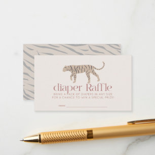Tiger Taupe Baby Shower Diaper Raffle Ticket Enclosure Card