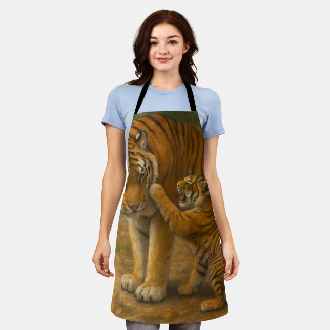 Tiger Tenderness - Parent and Cub in Forest Apron (Worn)
