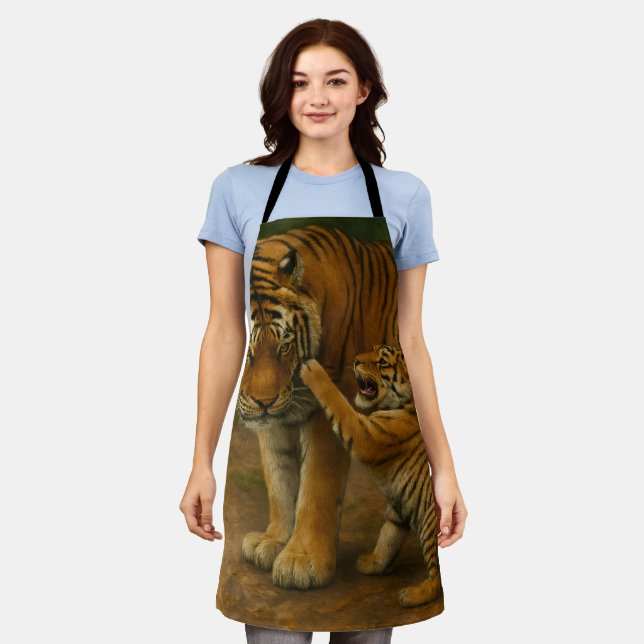 Tiger Tenderness - Parent and Cub in Forest Apron (Worn)