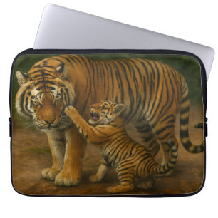 Tiger Tenderness - Parent and Cub in Forest Laptop Sleeve