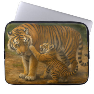 Tiger Tenderness - Parent and Cub in Forest Laptop Sleeve