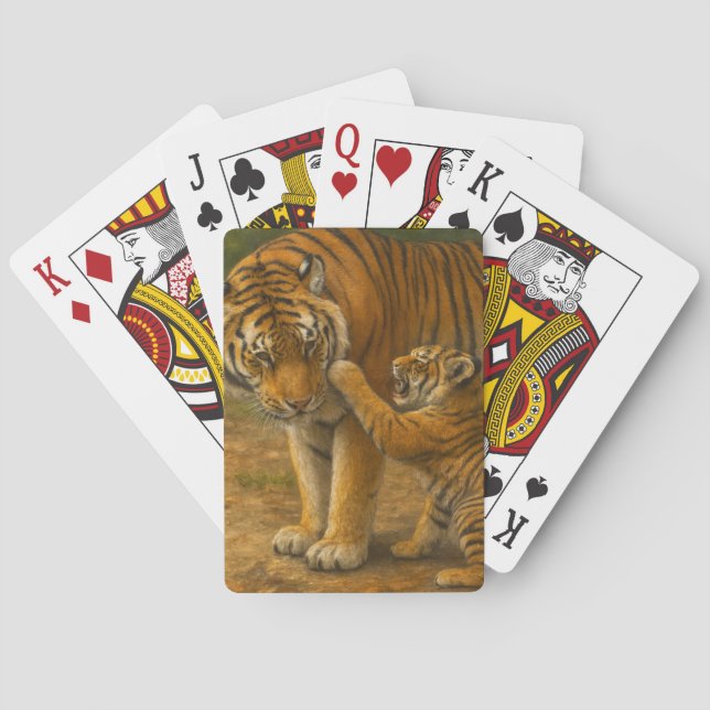 Tiger Tenderness - Parent and Cub in Forest Playing Cards (Back)