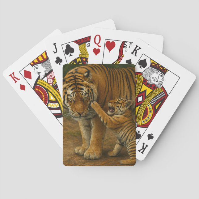 Tiger Tenderness - Parent and Cub in Forest Playing Cards (Back)