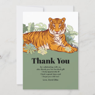 Tiger thank you card, greeting party animal jungle invitation