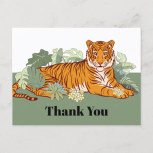 Tiger thank you card, greeting party animal jungle postcard