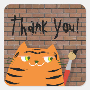 Tiger Thank You Square Sticker