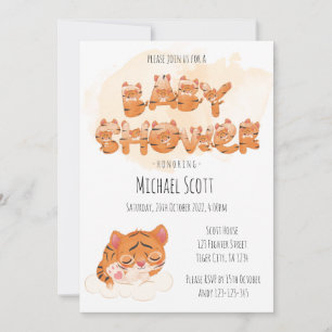 Tiger Themed Baby Shower Invitation Card